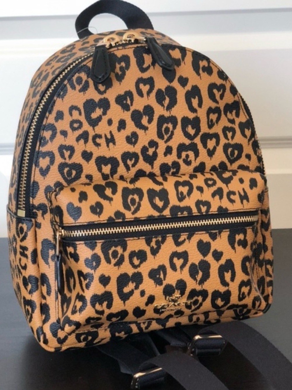 Coach Leopard Print Mini Backpack - Black & Camel